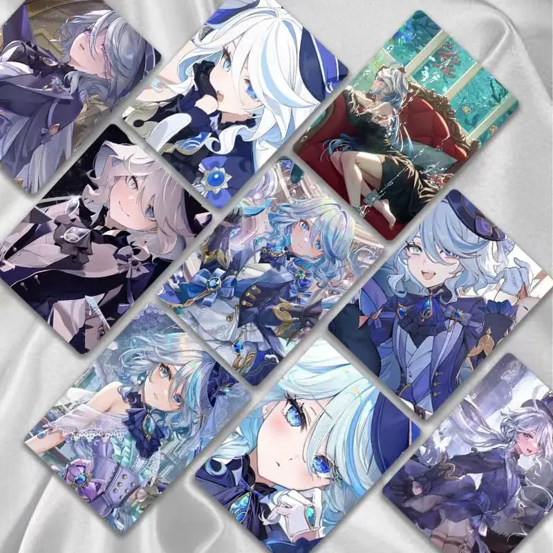 50Pcs/Set Anime Game Genshin Impact Double Sided Printing anime laser cards Focalors Furina Wriothesley Neuvillette Charlotte Laser Cards