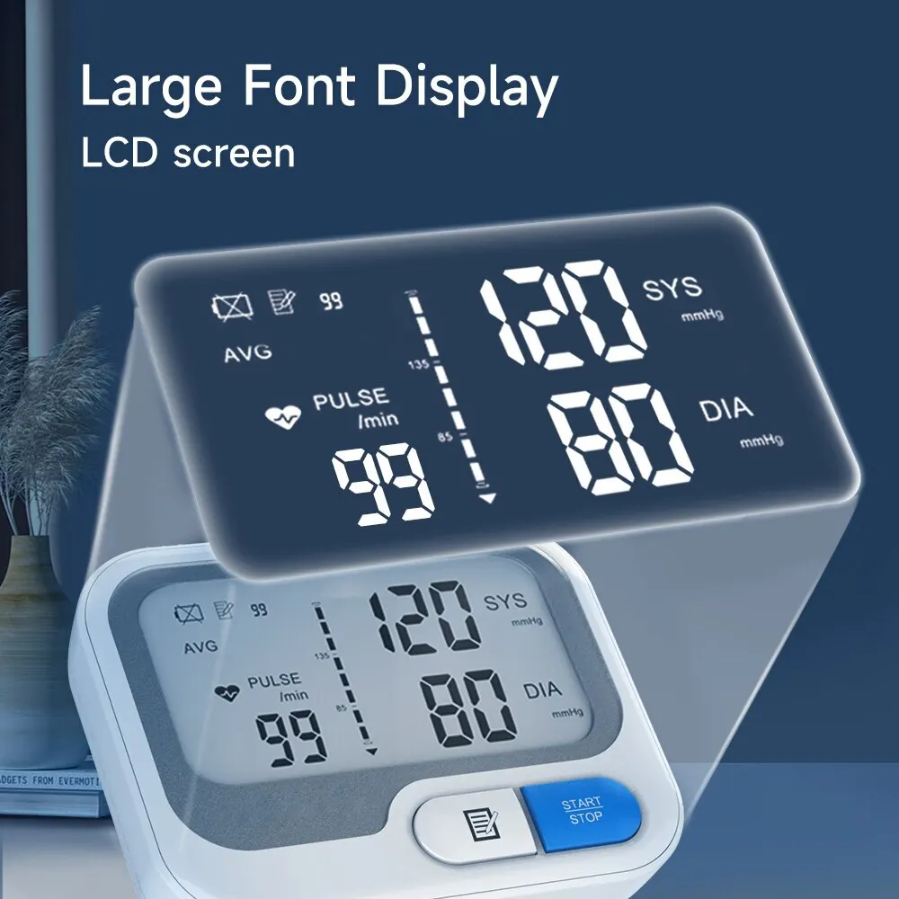 Blood Pressure Monitor Blood Pressure Meter Automatic Digital Wrist Blood Pressure Monitor Sphygmomanometer Tonometer Tensiometer Heart Rate Pulse Meter BP Monitor