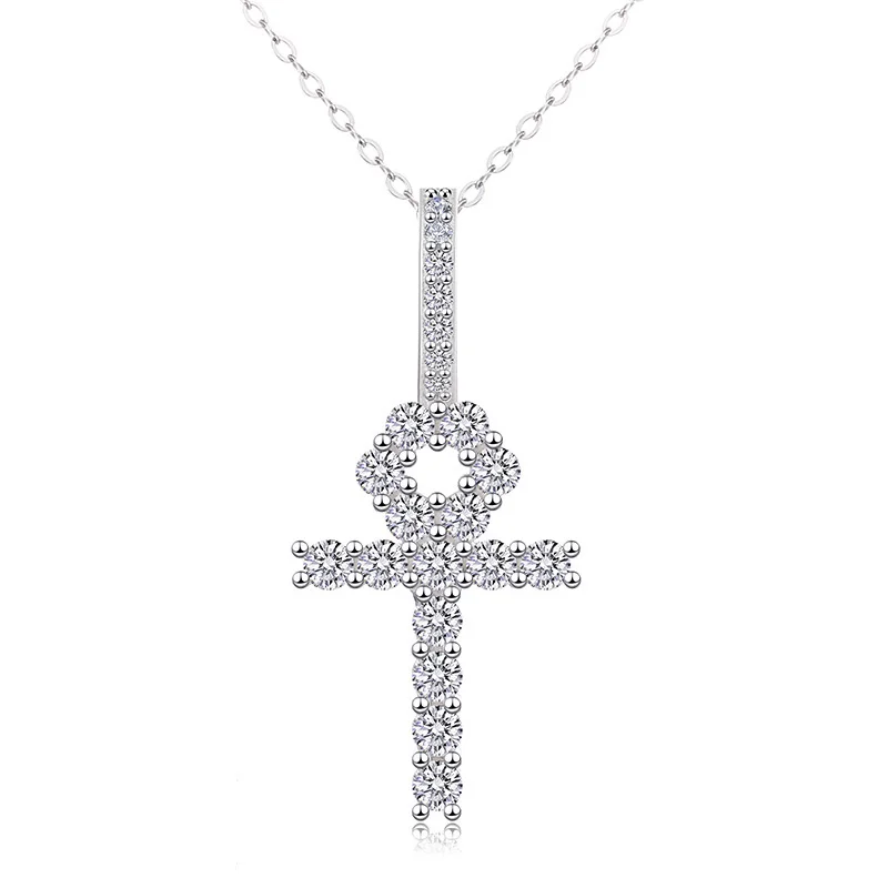 

16YTQP0008-65 Lefei Exquisite Luxury Classic Moissanite 2mm Small Cross Pendant Necklace For Women 925 Silver Party Jewelry Gift