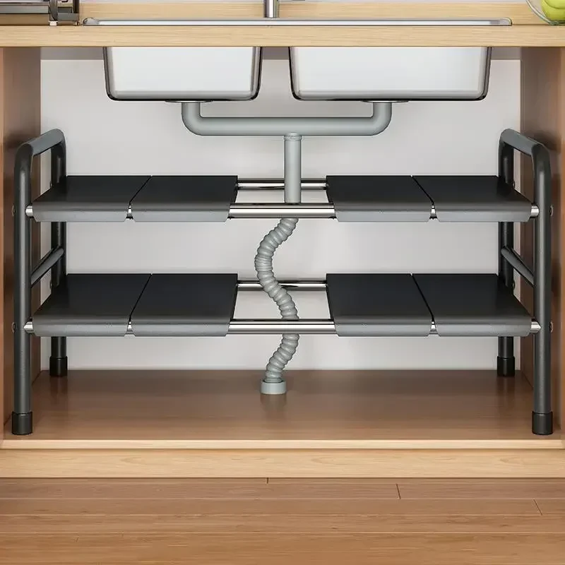 

Holder Storage Kitchen Rack Organiser Bathroom Dishes Sink Shelf Tier Expandable Cabinet 2 Shelves Under