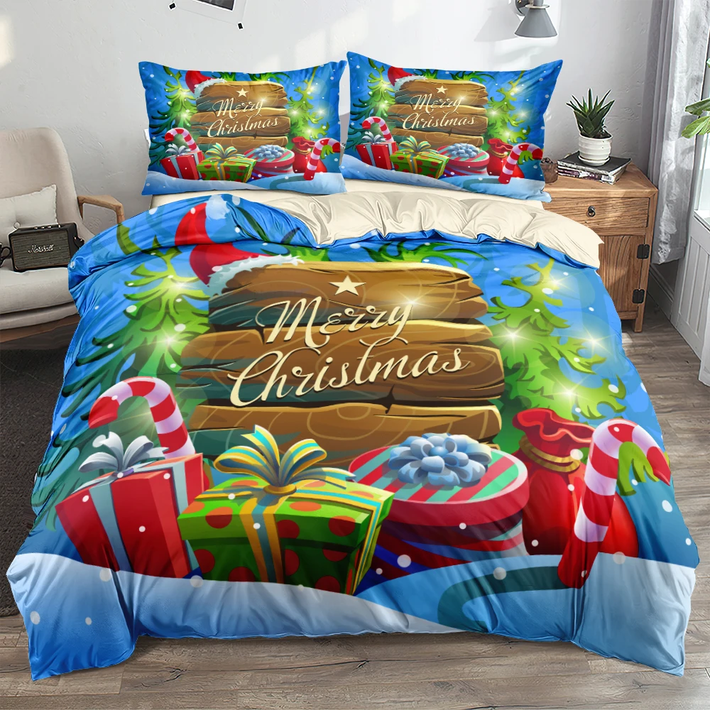 

Cartoon Gift Pattern Bed Linen A/B Double-sided Duvet Cover Set Twin Full Queen King Size 203x230cm Bedding Set for Children