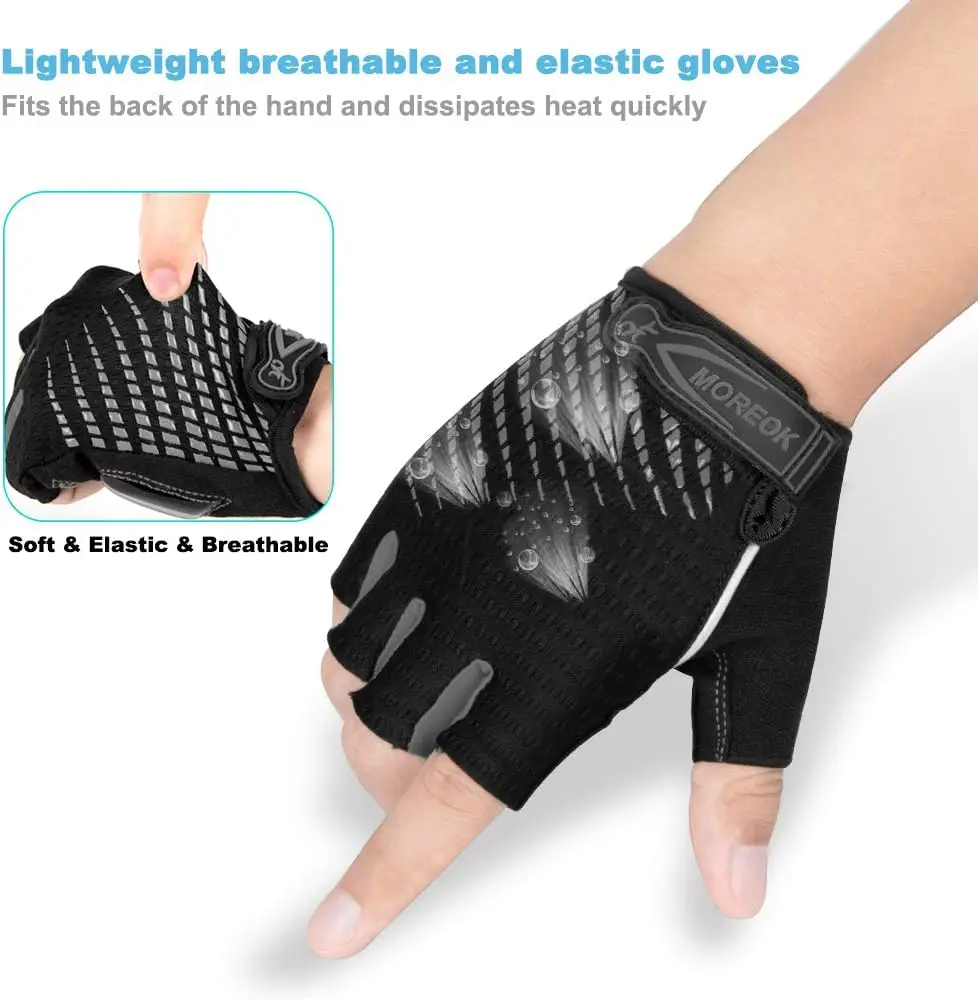 Cycling Gloves MOREOK Bike Half Finger 5mm Gel Pads Shock-absorbing Mountain Bike Road Cycling for Men Women