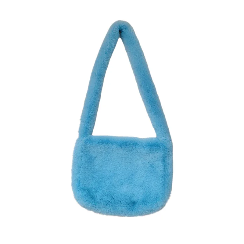 NEW Luxury Faux Fur Fashion Tote Bag Women Handbags Designer Lady Purses Fluffy Soft Plush Shopper Bag Warm Winter Sac