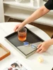 European high-end leather rectangular tray Living room tea table tabletop storage tray Bathroom toiletry table cup storage tray 3