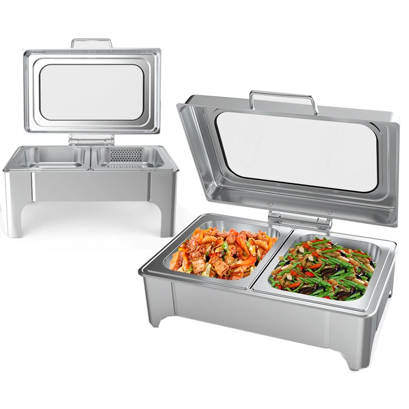 220V Commercial 9L Buffet Stove Food Warmer Container Stainless Steel