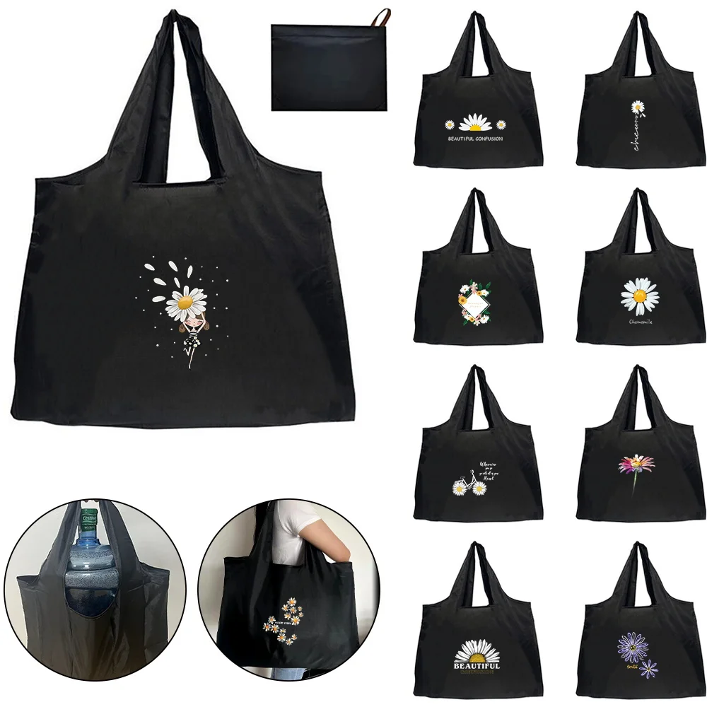 

Shopping Bag Storage Bag Tote Folding Pouch Handbags Picnic Bag Large-Capacity for Travel Grocery Bag Chrysanthemum Pattern 2023