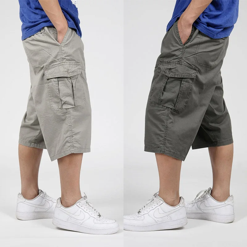 

Oversize Fat Cotton Shorts Men Cargo Short Casual Plus Size Cropped Trouser Sports Tactical Baggy Pants Loose 5Xl 6Xl Summer