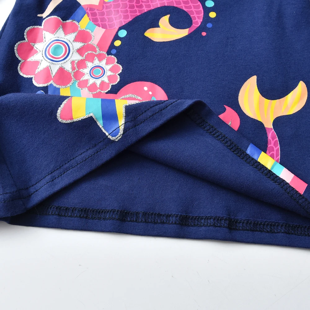 DXTON Girls Long Sleeve T-shirts Mermaid Print Children Clothing Kids Casual Tops Cartoon T-shirt Girl Cotton Outwear 3-12 Years 4