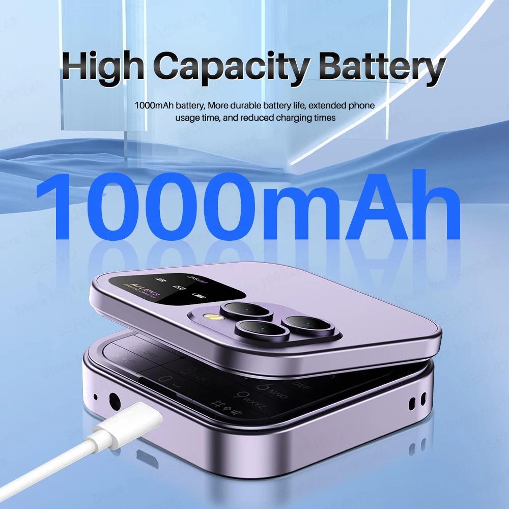 SERVO i16 Pro Mini Flip Mobile Phone Dual SIM Standby Magic Voice Speed Dial Blacklist Flashlight Super Small Foldable Cellphone