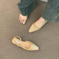 Brand luxury designer fashion PU leather design ladies summer new style pointed toe low heel women sandals non-slip flat shoes - Image 4