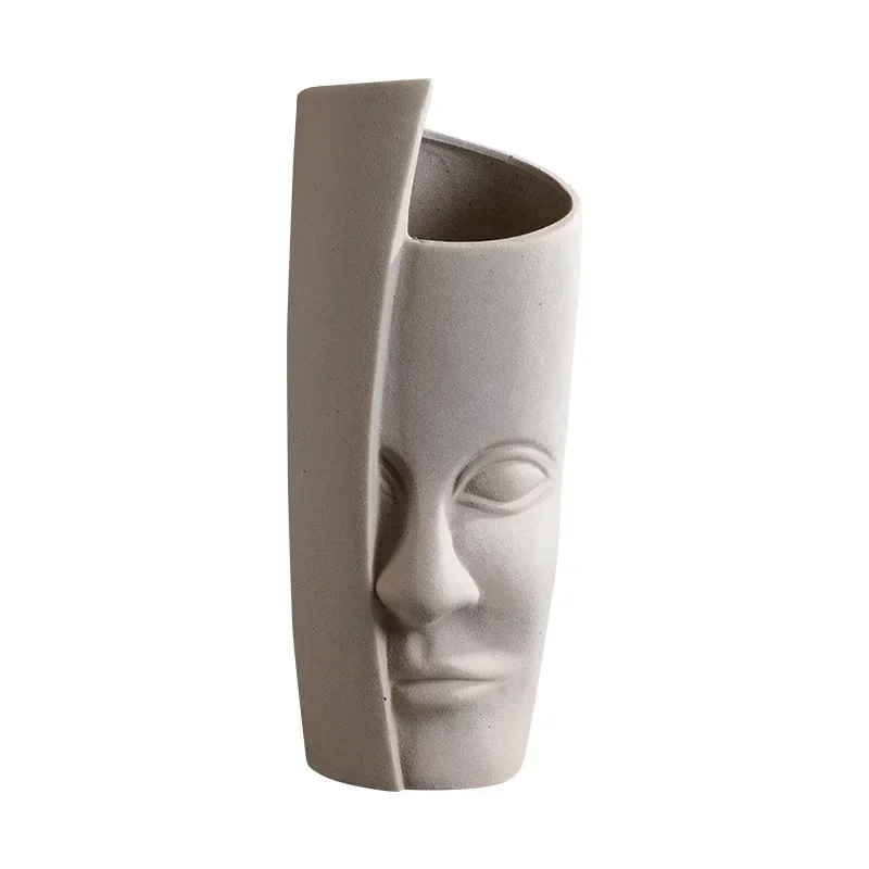 Ceramic Candlestick Art Vase Sculpture Crafts Human Face Flower Pot Handmade Garden Storage Flower Arrangement Home Decors 6