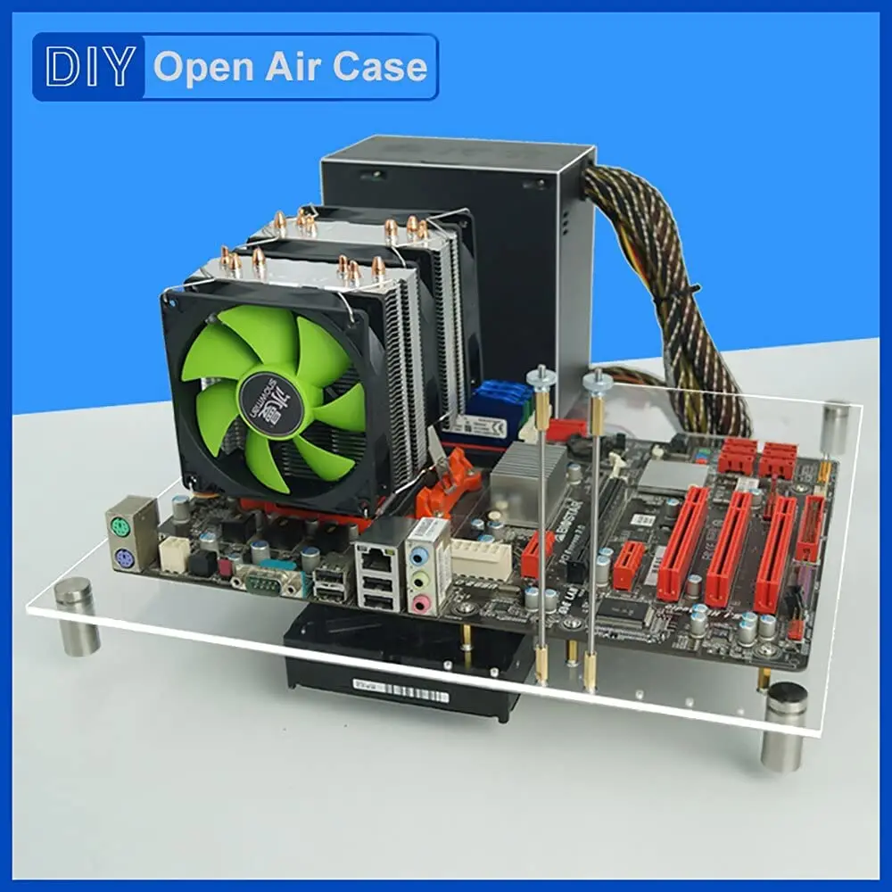 Chassi Aberto de pc Acrílico Transparente Case de Dissipação de Calor Plataforma Matx Banco de Teste de Placa-mãe Caixa do Computador Diy - Imagem 2