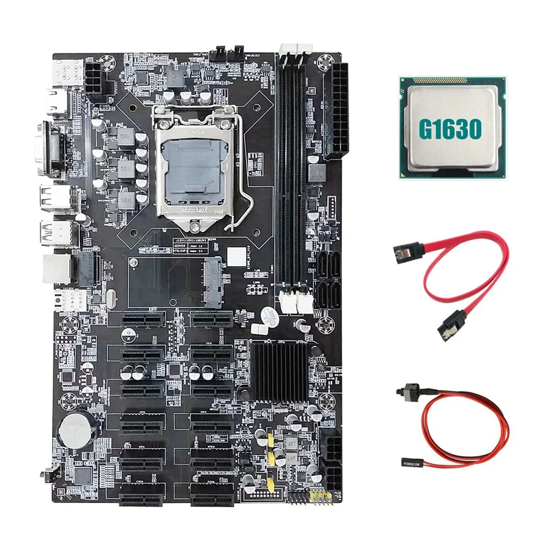 best pc motherboard brand B75 12 PCIE ETH Mining Motherboard+G1630 CPU+SATA Cable+Switch Cable LGA1155 MSATA DDR3 B75 BTC Miner Motherboard best computer motherboard