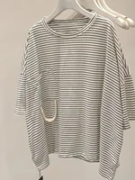 plus Size 300 Pou Lazy Sle Small ence Striped Loose f Sve Women's T-irt Casual ort Sve Summer Top
