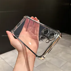Electroplated TPU Transparent Soft Silicone Case with Four - Corner Protective Airbag Shell for Poco X8 Pro (Silver)