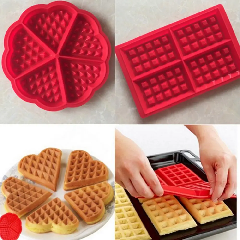 Family Silicone Waffle Mold Maker Pan Microwave Baking Cookie Cake Muffin Bakeware Cooking Tools Kitchen Accessories Supplies baking mould,cake waffle maker