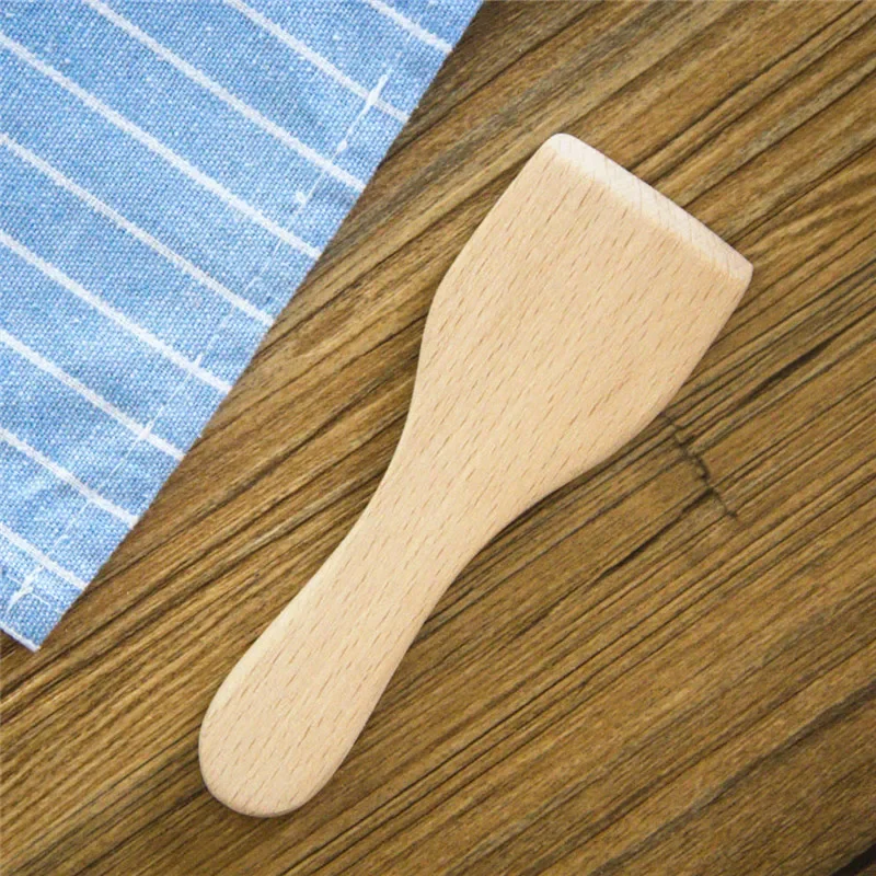 1/4PCS Small Beech Butter Spatulas Non-stick Wooden Turner Cooking Shovel Kitchen Gadgets Utensils Home Camping Restaurant stainless steel food tongs pancake spatula