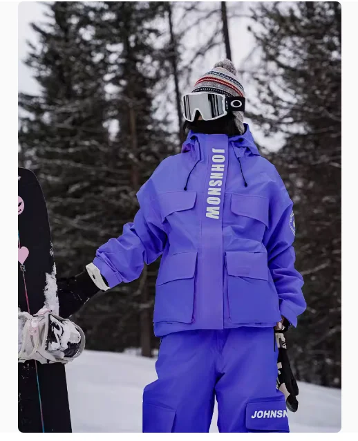 Ski Wear Women Men Waterproof Thickened Windproof Hooded Snowboard Jacket Pants
