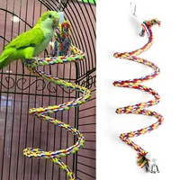 Bird Perch Toy Spiral Cotton Rope Chewing Bar Parrot Swing Climbing Standing Toys with Bell Bird Supplies 1
