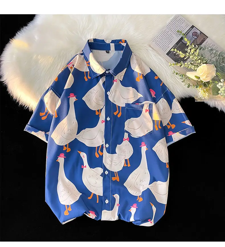 Гавайская пляжная рубашка на пуговицах для мужчин и женщин, свободная ...