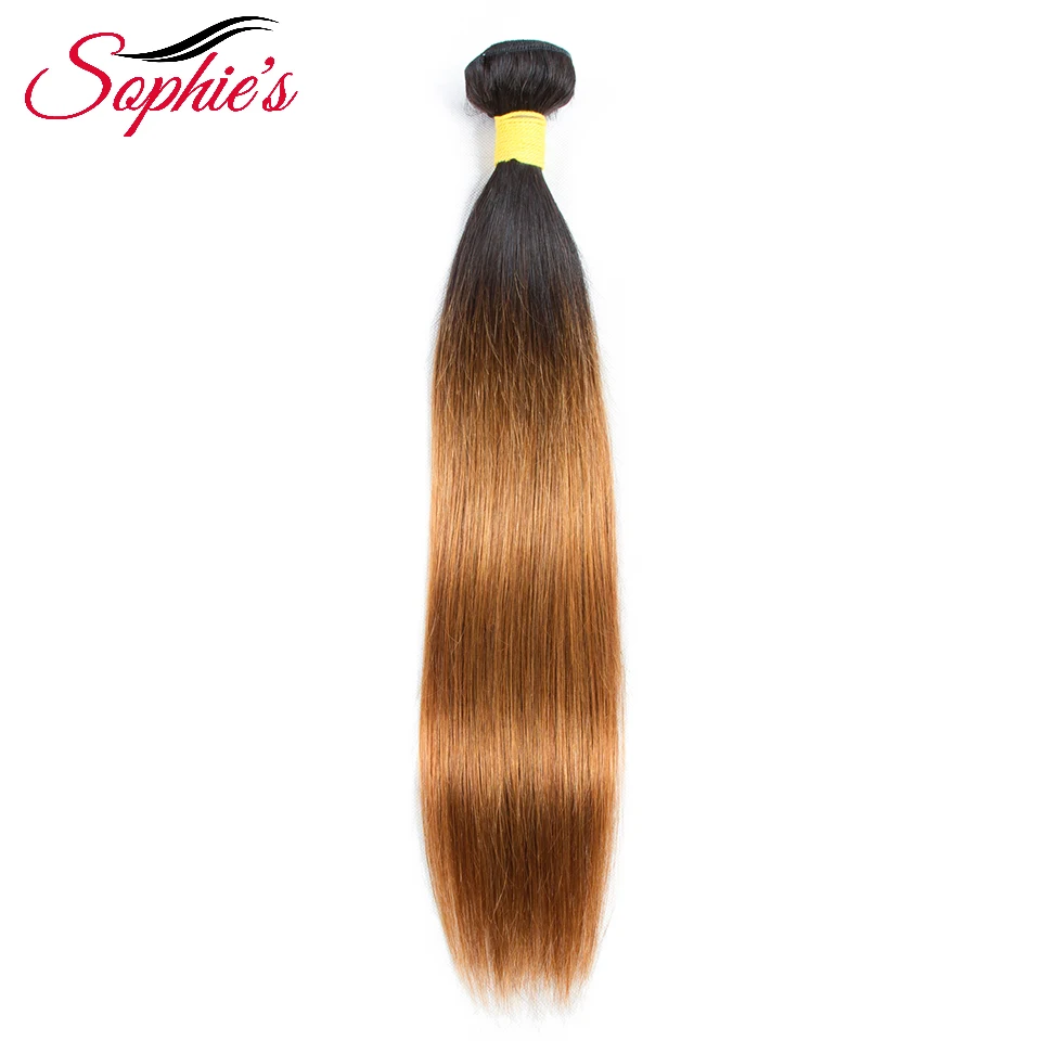 Sophie's Pre-colored Ombre Bundles T1B/30 Color 1 Bundles Hair Peruvian Human Hair Non-Remy Straight Extensions