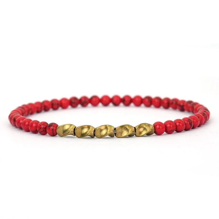 Neues 9 Farben handgefertigtes 4 mm Steinstrang-Armband Unisex umweltfreundliche Materialien unregelmäßige Perlen vielseitiges Zubehör – Detail 11