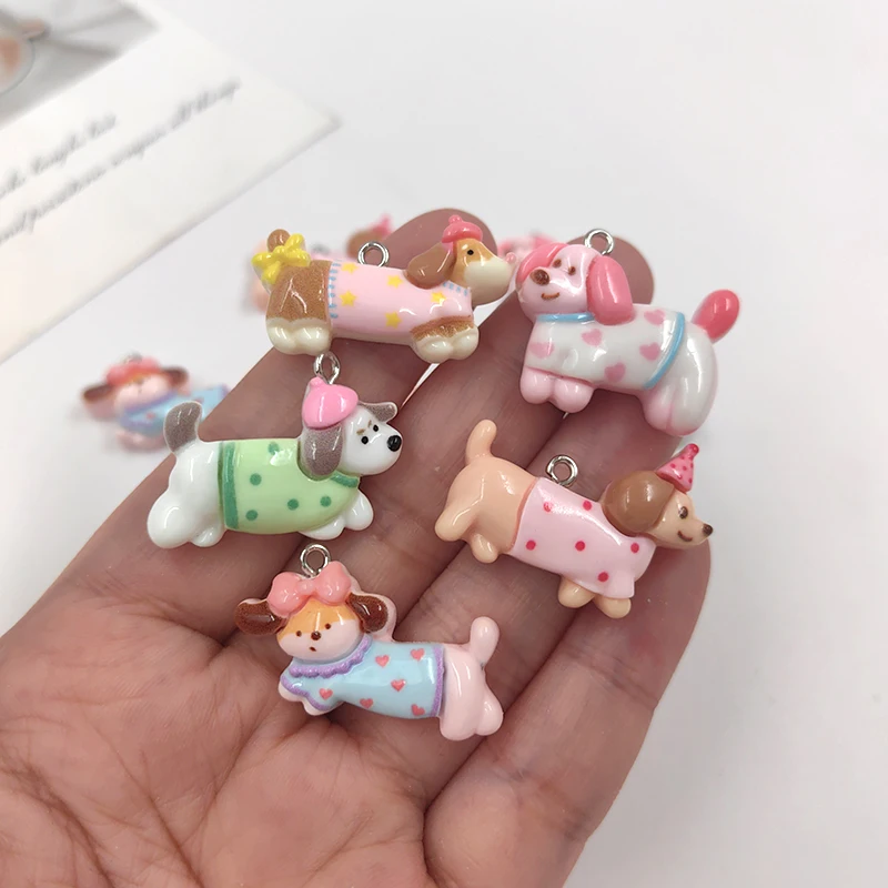 10pcs New Kawaii Dog Charms for Jewelry Making Findings Cute Resin ...