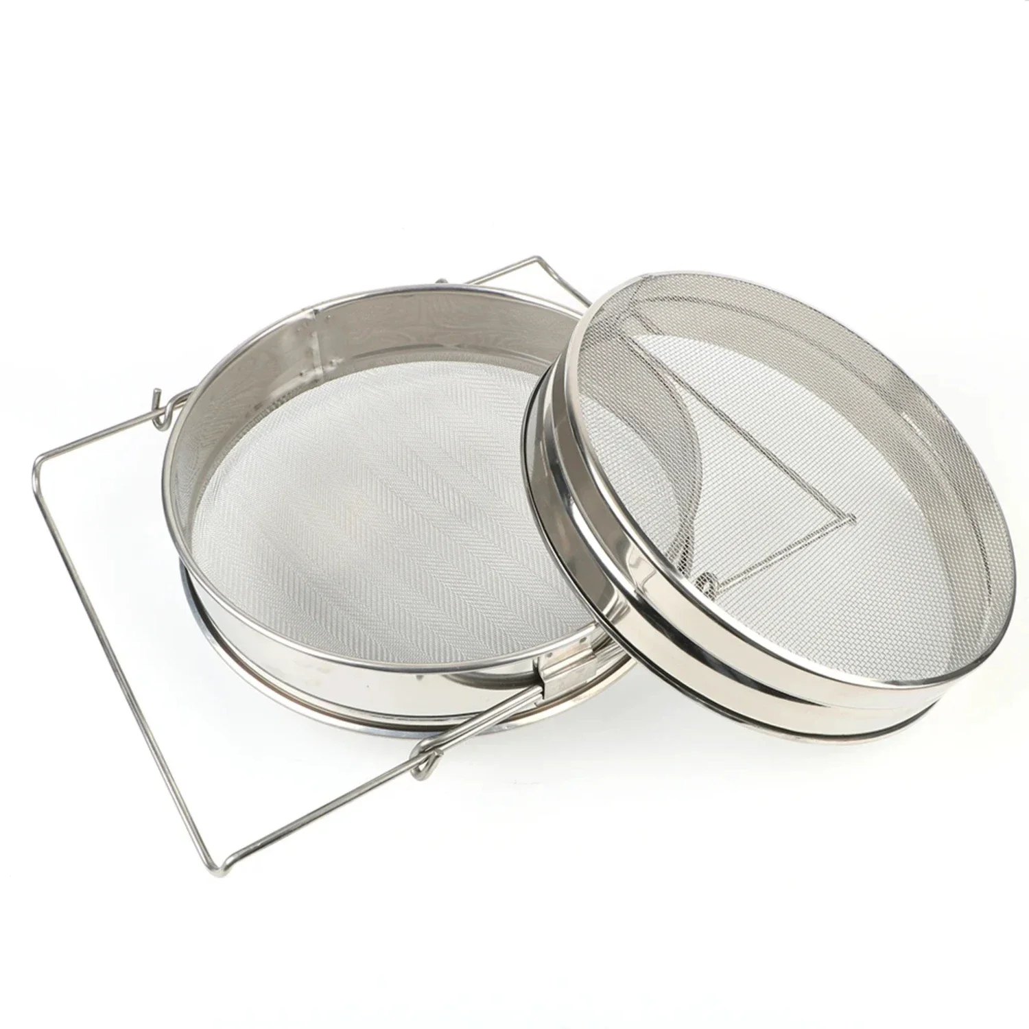 Efficient Premium Double Stainless Steel Sieve Strainer - Essential Beekeeping and Garden Supplies for High-Quality Honey Filtra