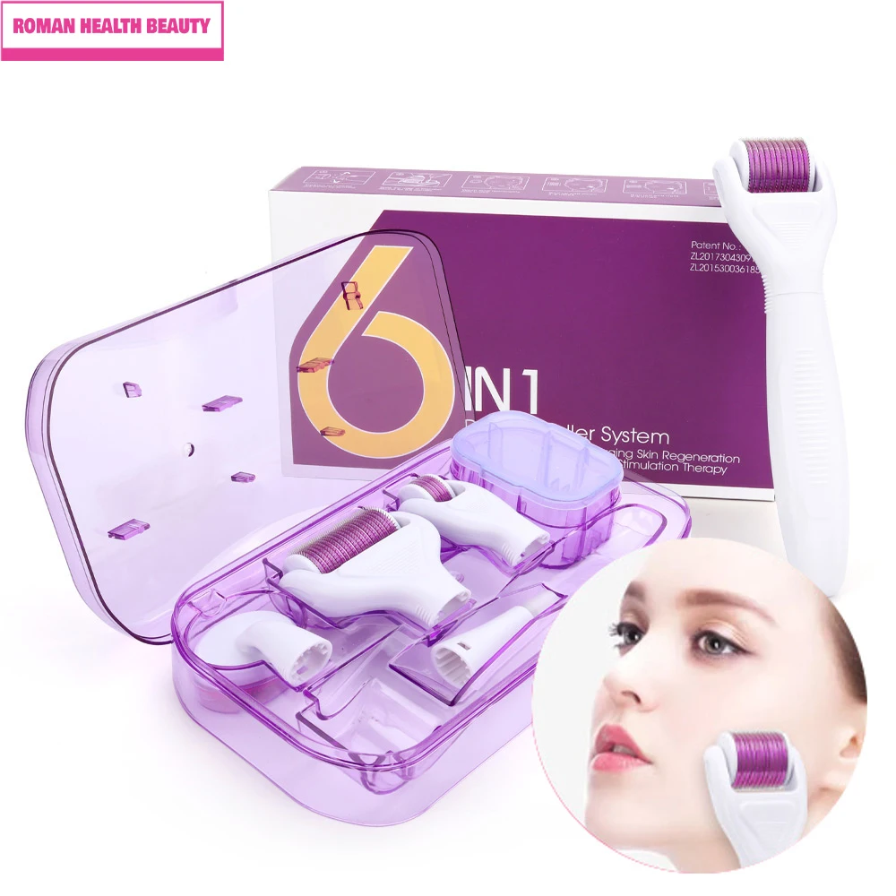 6 in 1 Microneedle Derma Roller Kit for Face Eye Body 300/720/1200 Rolling System Microneedling Facial Roller Beauty Care Tool car console cup holder blind cover roller blind cover rolling curtain for buick lacrosse car 2009 2013 9067269