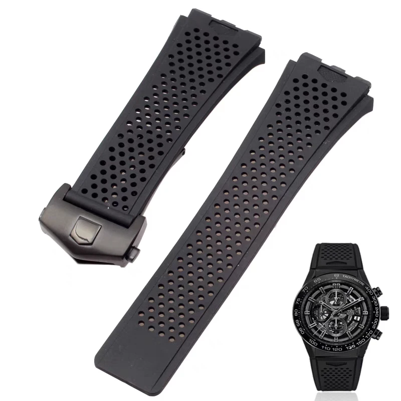 Silicone Di Alta Qualità Adatto Per Cinturino Per Orologio Tag Heuer Carrera Series Per Uomo Bracciale Con Interfaccia Convessa Concava 22Mm
