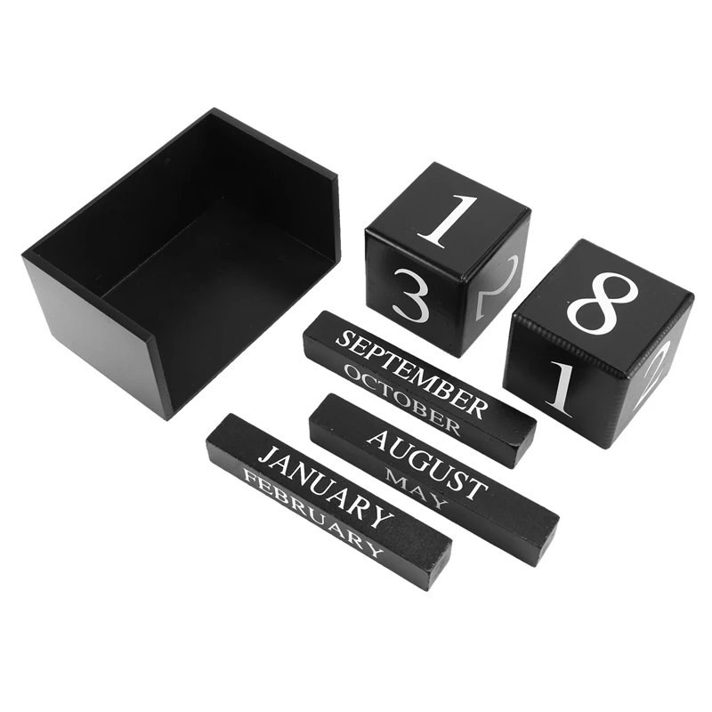 

Wooden Perpetual Calendar Wooden Desk Block Calendar-Permanent Block Month Date Display Home Office Decoration