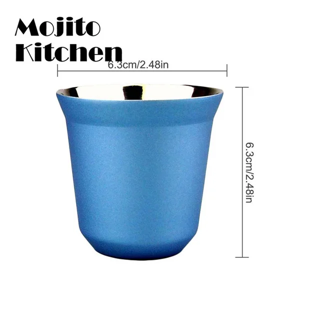 Espresso Bögrék 80 Ml 160 2 -Es Készlet, Rozsdamentes Acél Csészék, Szigetelt Tea Kávé Dupla Fali Csészék Mosogatógép Széf - Image 5