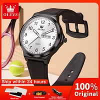 OLEVS 5647 Mens Watches Casual Fashion Quartz Watch Waterproof Luminous Silicon Strip Day Date Watch For Man And Woman Box Reloj