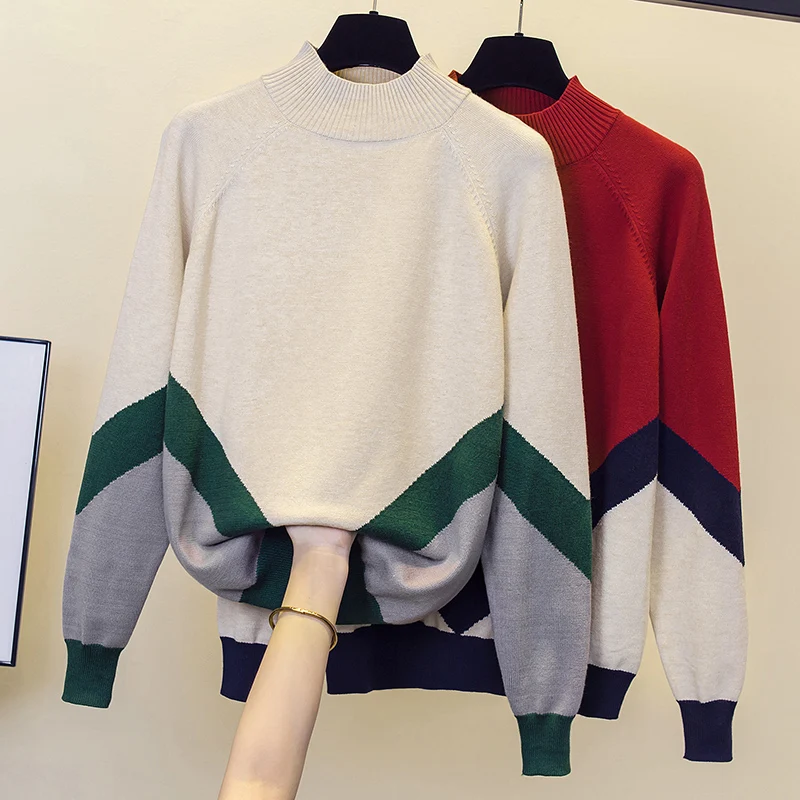 

Oversized Turtleneck Sweaters For Women Fashion 2023 Red Loose Sweater Casual Autumn Pullovers For Winter Women Warm Sweater