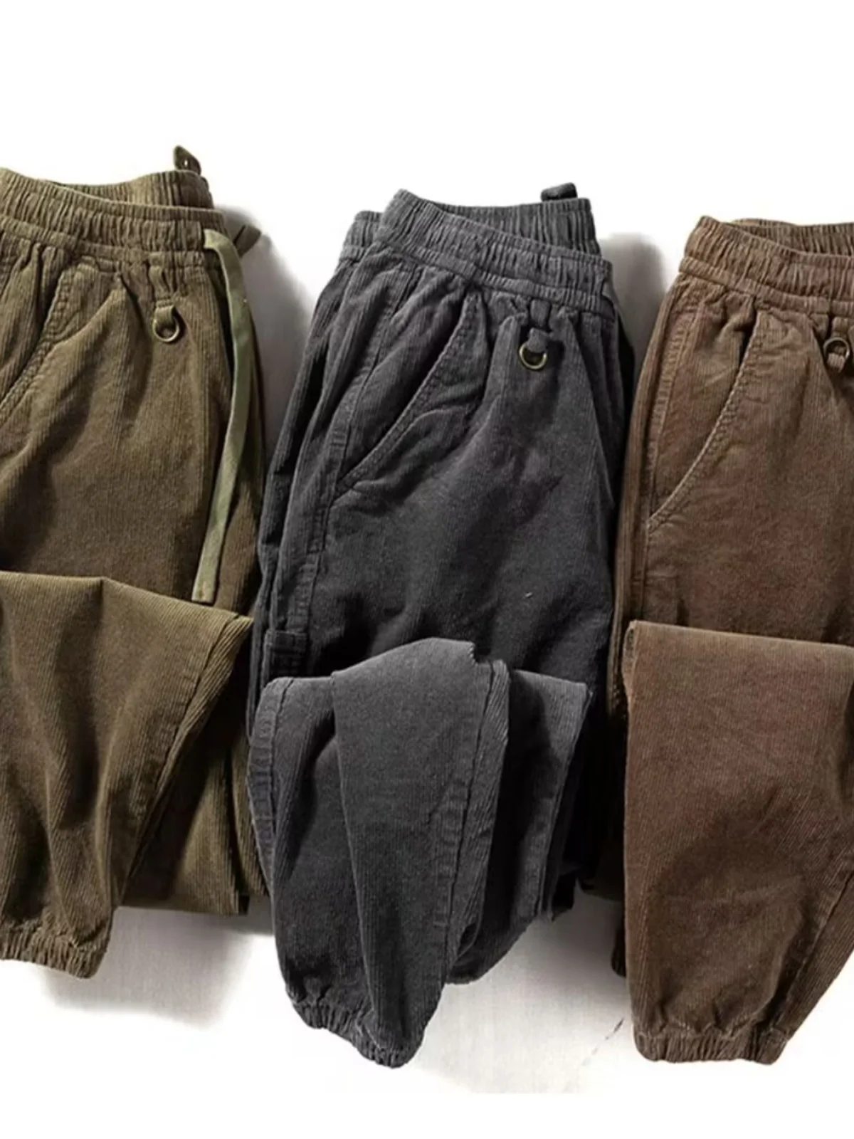 Japanese Sle Heavyweight Corduroy Work Trousers Men's Casual Cuffed Autumn Winter Fce Lined Loose Wear Resistant Work Pants