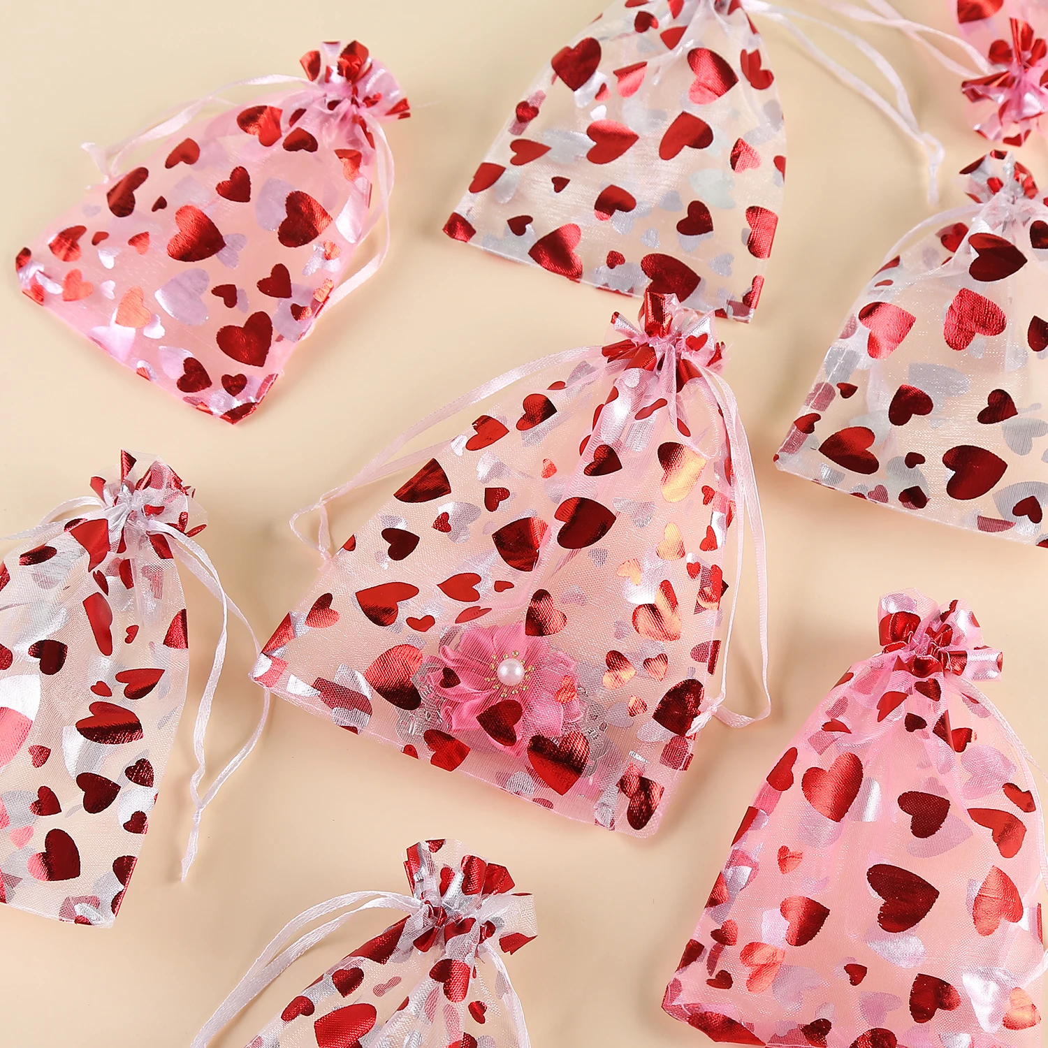 Gift Bag Wedding Organza Heart Red Heart Organza Gift Bags Organza