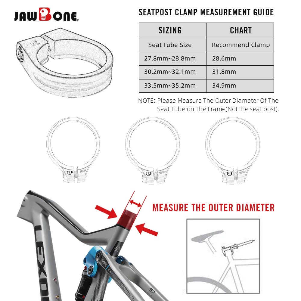 Jawbone Bicycle Seat Post Clamp CNC Alloy Light Saddle Seating Post for 25.4 27.2 30.9 31.6 mm Lock Bike Cycling Accessories