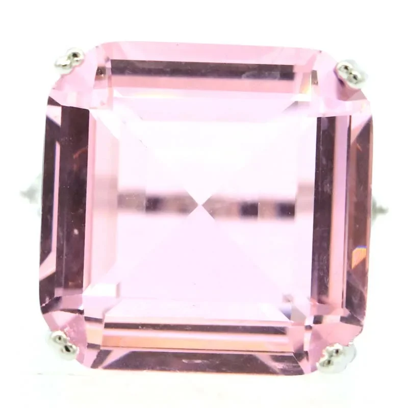 13g Big Heavy Customized 925 SOLID STERLING SILVER  Rings Pink Tourmaline Kunzite Blue Aquamarine Blood Ruby CZ Woman's Gift SZ
