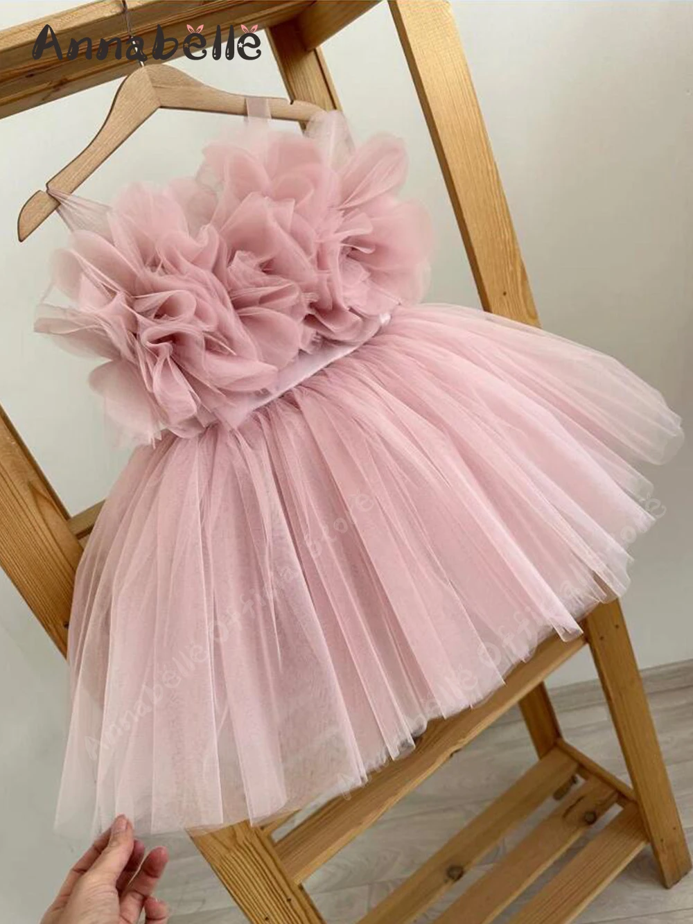 Annabelle Princess Girls Dress Spaghetti Strap Ball Gown Flower Girl Dress Elegante Party Dress For Girl 2023