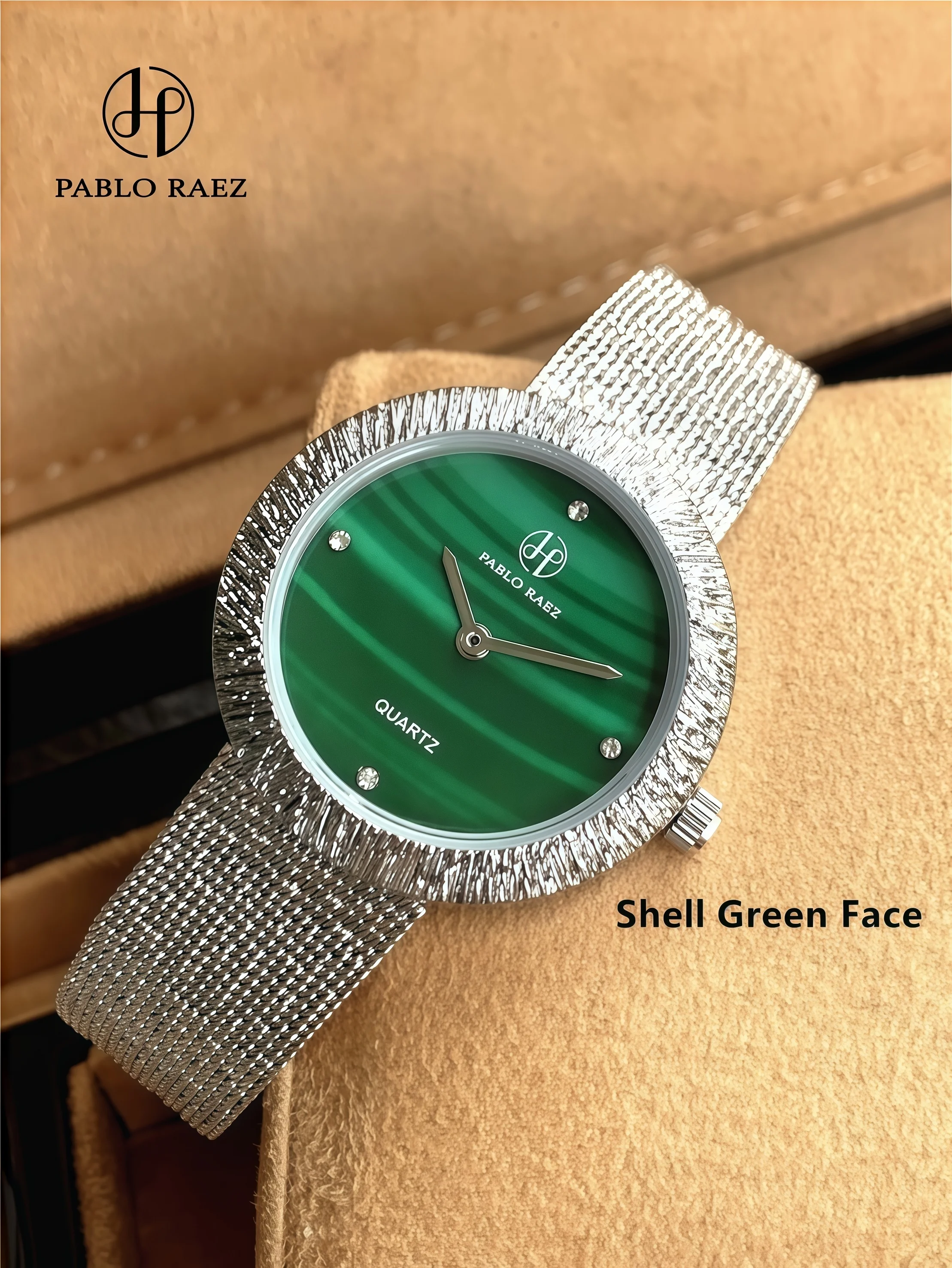 Luxury women's wristwatch from PABLO RAEZ, water-resistant, with an elegant design, stainless steel mesh strap, gift with box