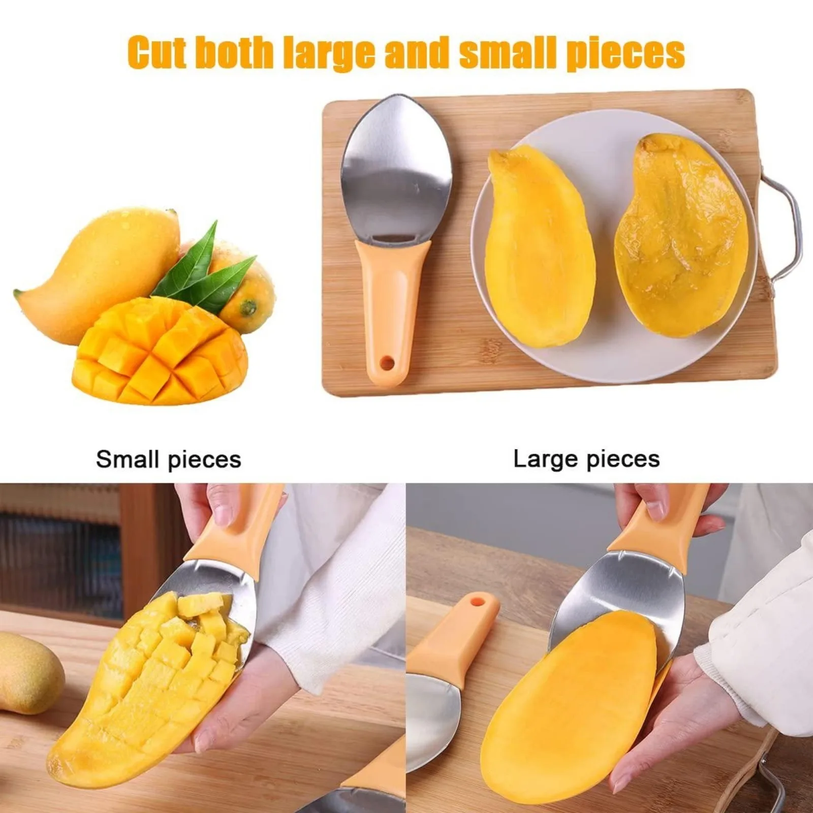 Mango Slicer Cutting Tool, Mango Splitter Dragon Fruit Peeler ,Watermelon Cutter with Non-Slip Handle Kitchen Tools
