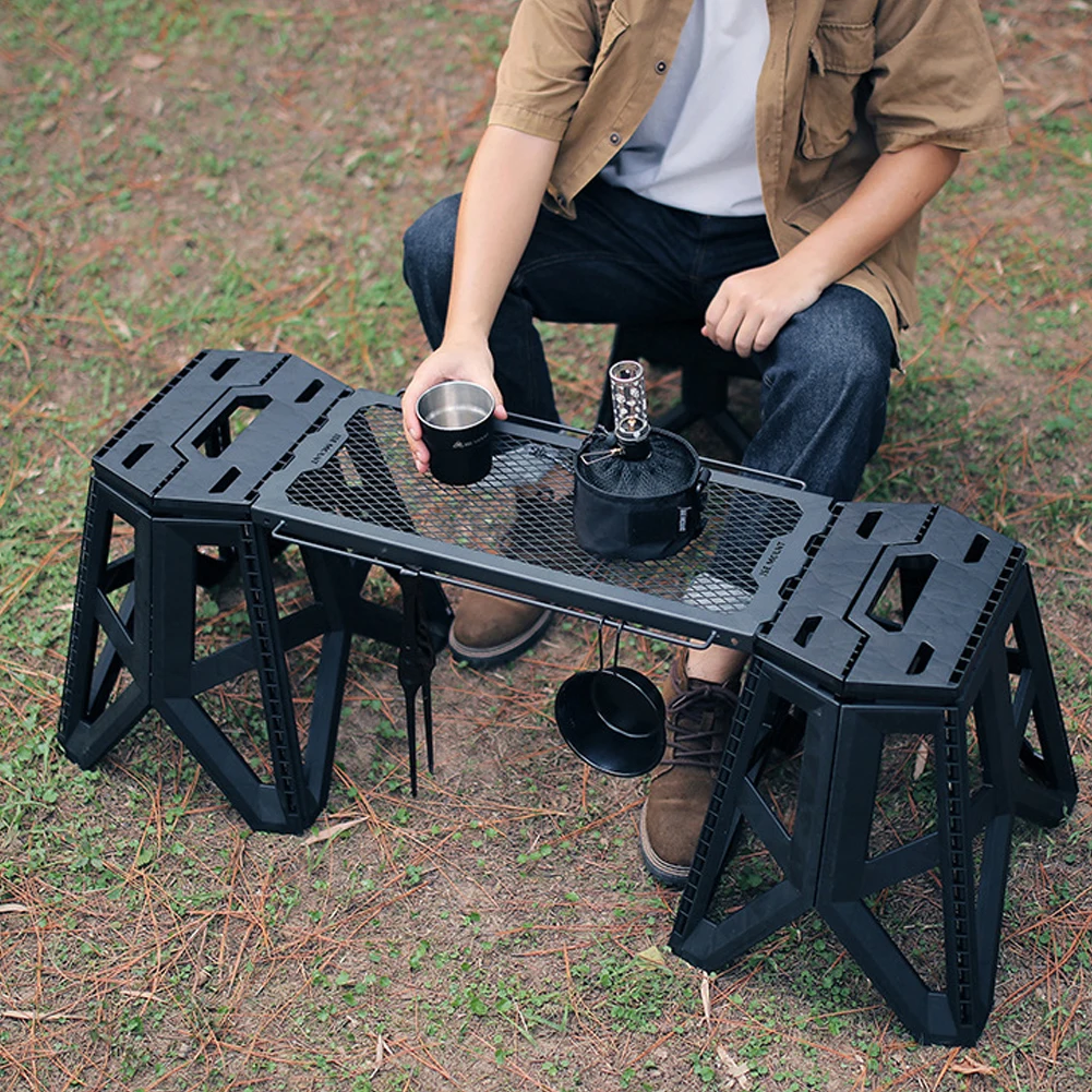 Outdoor Folding Bench Handle Design Portable Camping Bench High Load-Bearing Camping Fishing Stool for Hiking Backpacking