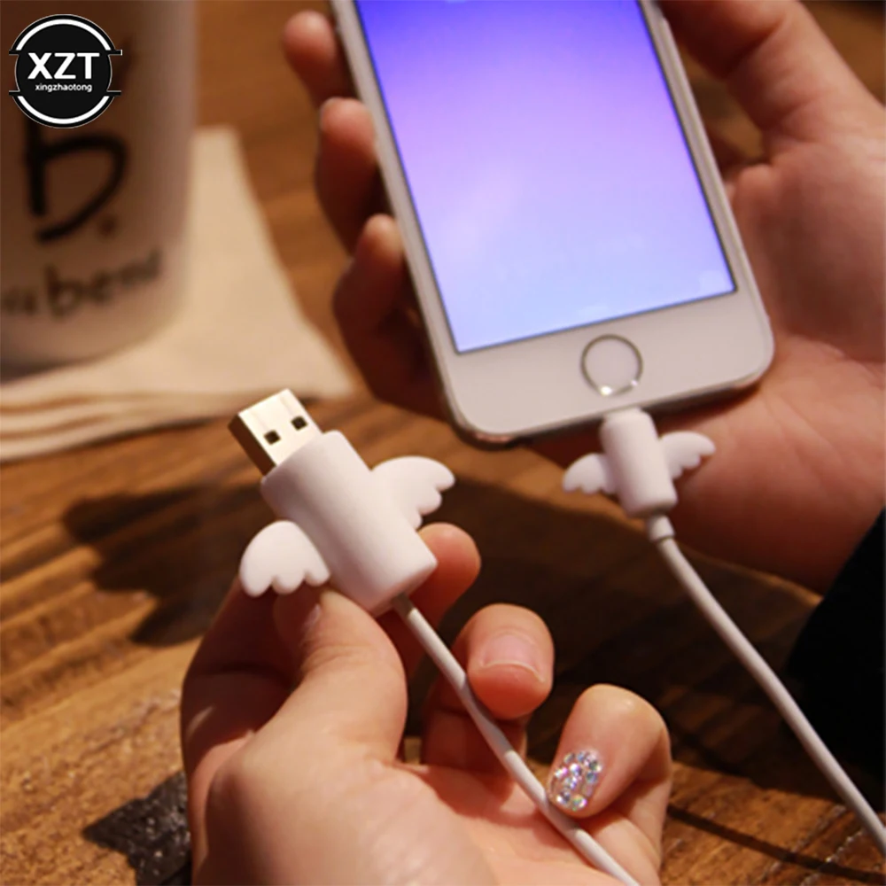 Cute Angel Wings Cool Bat Cable Protector Sleeve Anti-Breaking Charging Data Line Protector for iPhone Original Cable Winder