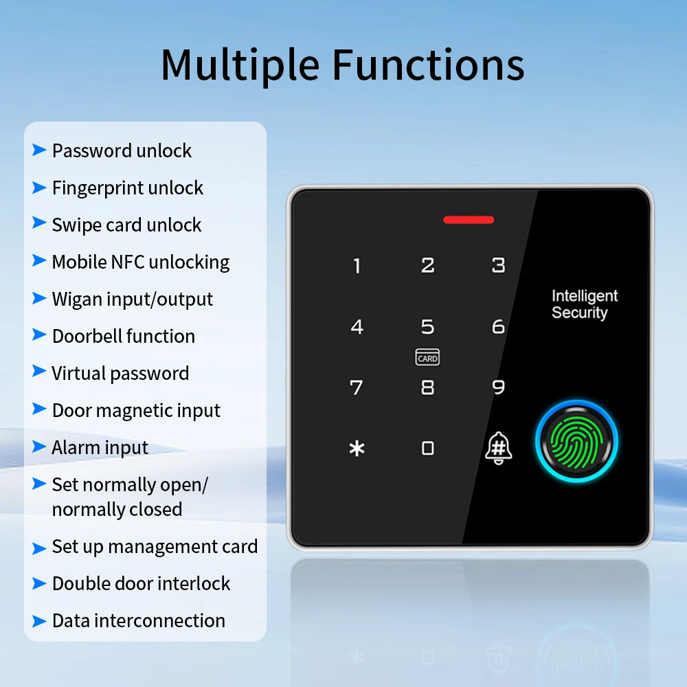 Standalone Security Access Control System Rfid Dual Frequancy 125Khz+13.56Mhz Password,Card,Fingerprint IP67 Waterproof Metal - 2
