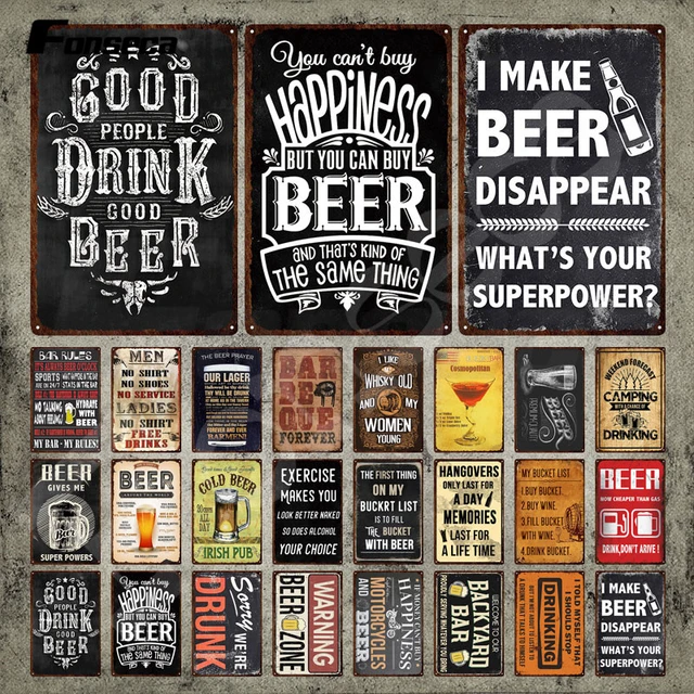 Plaque métal Vintage - Drink Good Beer with Good Friends - 20x30cm