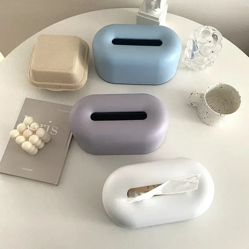 Ins White Plastic Tissue Box Table Organizer Kitchen Bedroom Storage Box Living Room Drawer Office Removable Paper Tissue Box 4
