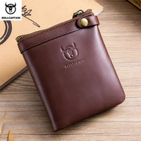 BULLCAPTAIN Men Wallets Leather Zipper Purse Man Slim Card Horders Quality Male Short Multi-card Wallet Coin Pocket Purse