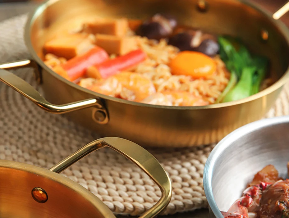 Golden Noodle Pot Korean Style Stainless Steel Soup Pot Gas Induction Pot 20 Cm