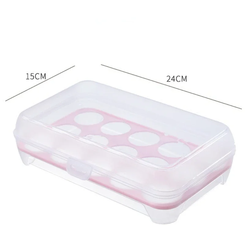 15 Grid Automatic Egg Storage Box Tray with Lid Drawer Egg Carton PP Cases Refrigerator Cases Compartment Storage Rack Support 5