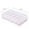 15 Grid Automatic Egg Storage Box Tray with Lid Drawer Egg Carton PP Cases Refrigerator Cases Compartment Storage Rack Support 5